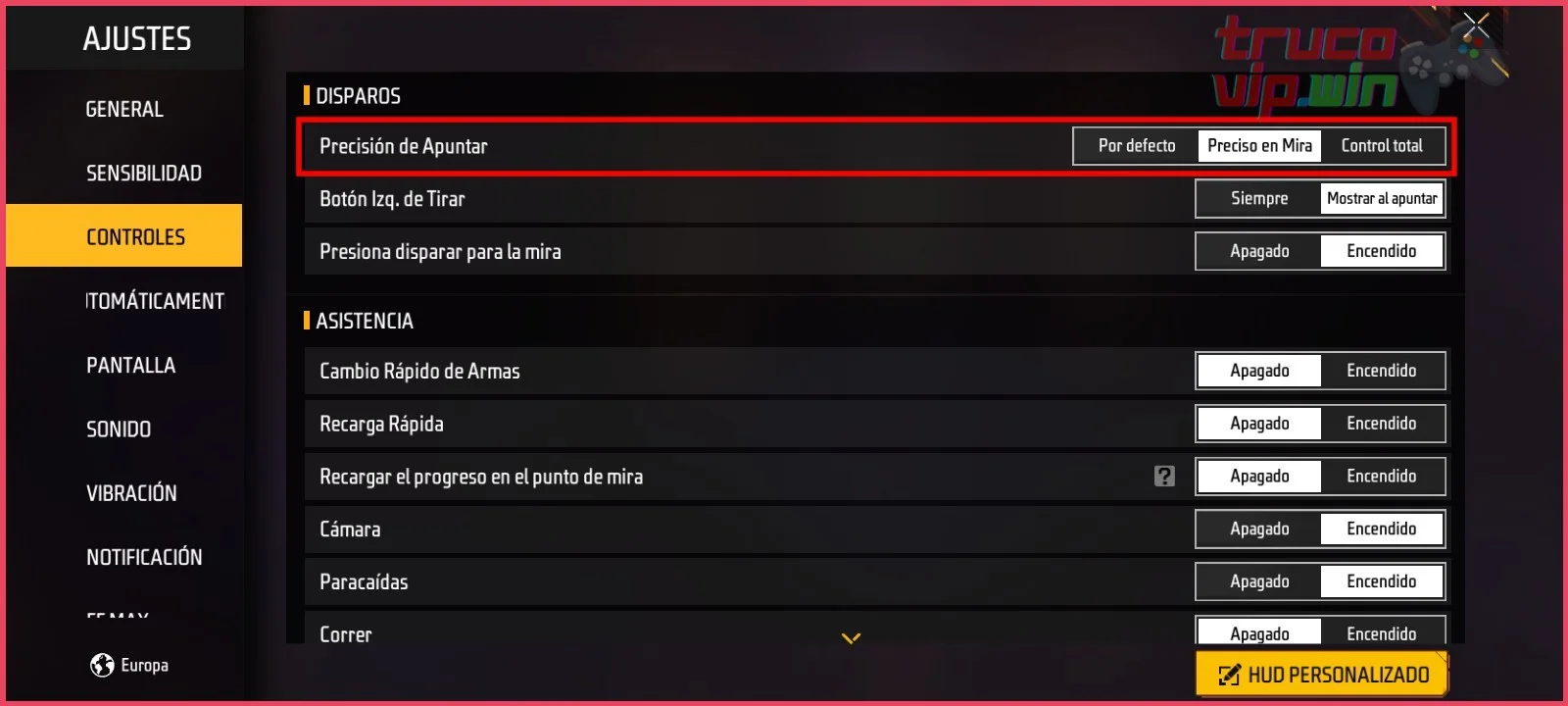 Cómo personalizar tus controles para mayor precisión