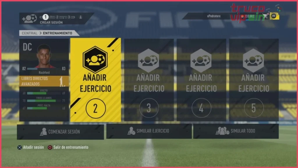 Guía de entrenamientos en modo carrera