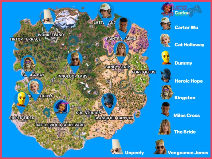 Mapa interactivo con las coordenadas exactas de cada personaje no jugable