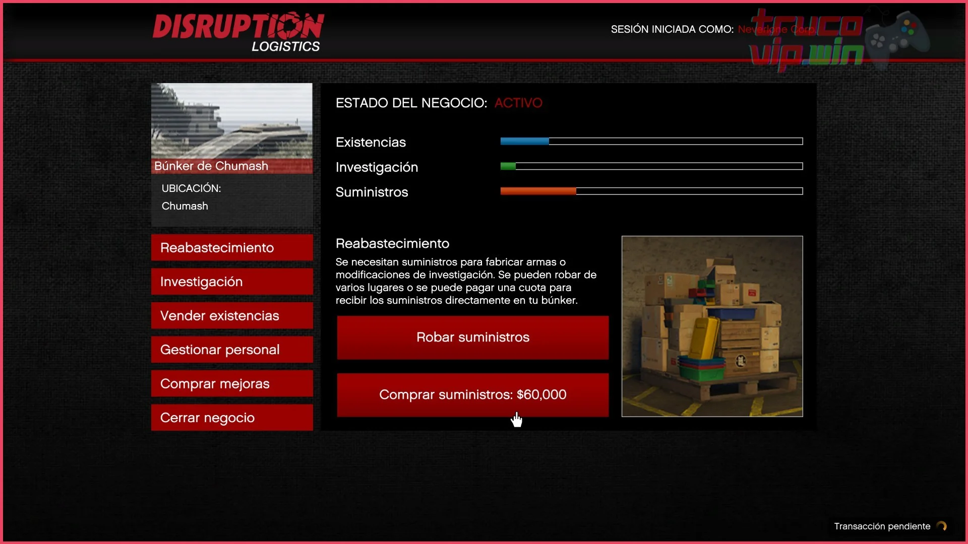 Realizar entregas de Suministros de Búnker y Contrabando para RP extra