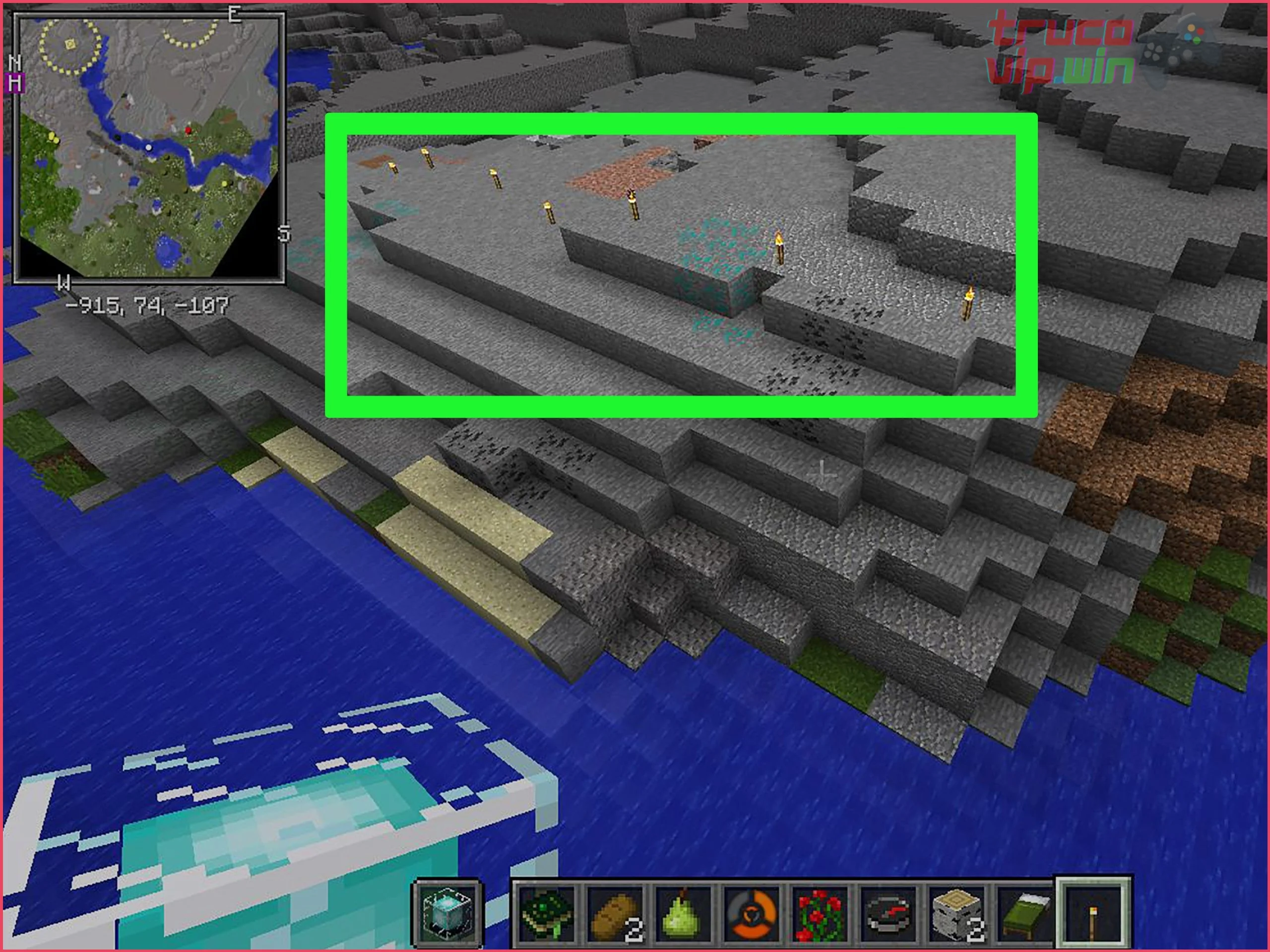 Uso del comando "/locate village" en la versión Java y Bedrock